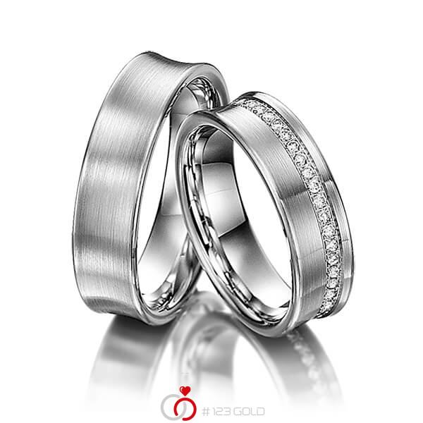 Paar klassische Memoire-Trauringe/Eheringe in Graugold 585 halbausgefasst mit zus. 0,21 ct. Brillant tw, si - NP-1041-5 Paar klassische Memoire-Trauringe/Eheringe in Graugold 585 halbausgefasst mit zus. 0,21 ct. Brillant tw, si - NP-1041-5