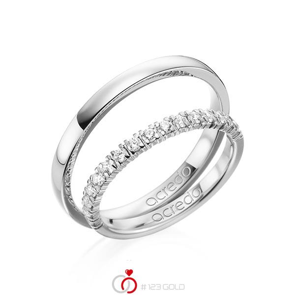 Paar klassische Memoire-Trauringe/Eheringe in Graugold 585 halbausgefasst mit zus. 0,32 ct. Brillant tw, si von acredo - A-1384-5 Paar klassische Memoire-Trauringe/Eheringe in Graugold 585 halbausgefasst mit zus. 0,32 ct. Brillant tw, si von acredo - A-1384-5
