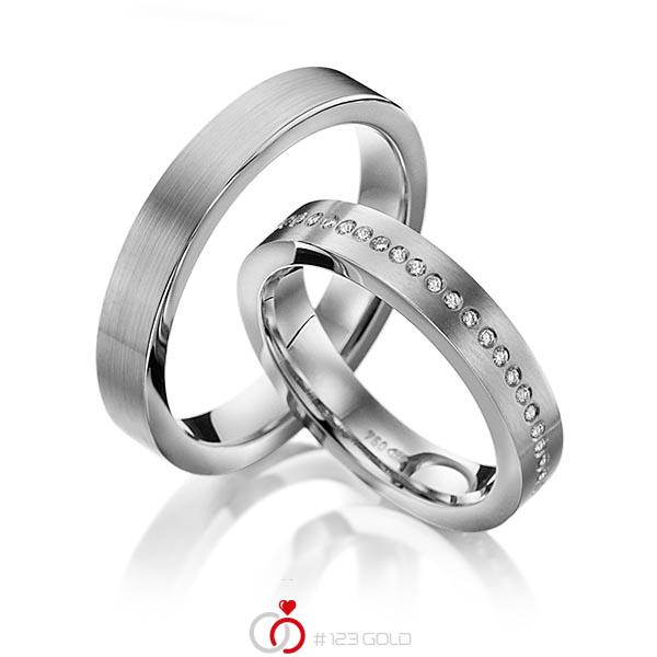 Paar klassische Memoire-Trauringe/Eheringe in Graugold dunkel 585 halbausgefasst mit zus. 0,14 ct. Brillant tw, si von 123gold - Y-1119-3 Paar klassische Memoire-Trauringe/Eheringe in Graugold dunkel 585 halbausgefasst mit zus. 0,14 ct. Brillant tw, si von 123gold - Y-1119-3