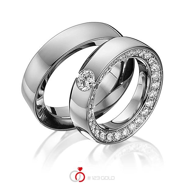 Paar klassische Memoire-Trauringe/Eheringe in Graugold dunkel 585 vollausgefasst mit 0,5 ct. + zus. 0,93 ct. Brillant tw, vs von 123gold - Y-1268-2 Paar klassische Memoire-Trauringe/Eheringe in Graugold dunkel 585 vollausgefasst mit 0,5 ct. + zus. 0,93 ct. Brillant tw, vs von 123gold - Y-1268-2