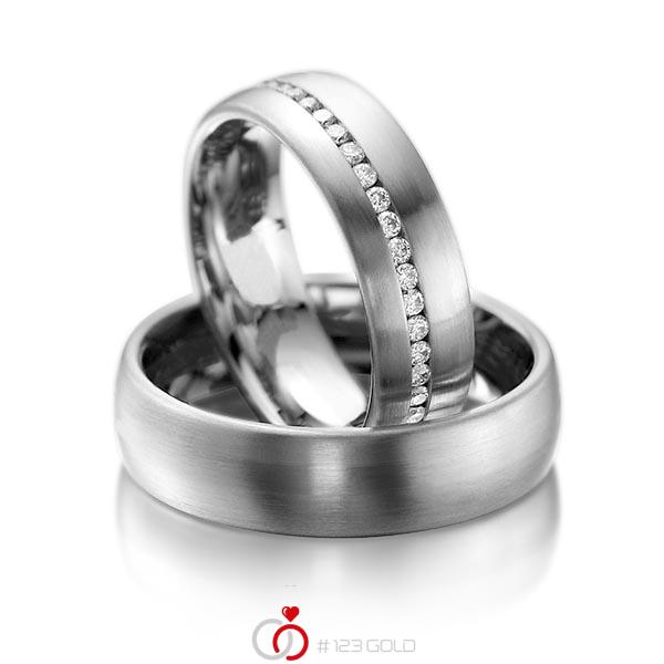 Paar klassische Memoire-Trauringe/Eheringe in Graugold dunkel 585 vollausgefasst mit zus. 0,47 ct. Brillant tw, si von acredo - A-1014-10 Paar klassische Memoire-Trauringe/Eheringe in Graugold dunkel 585 vollausgefasst mit zus. 0,47 ct. Brillant tw, si von acredo - A-1014-10