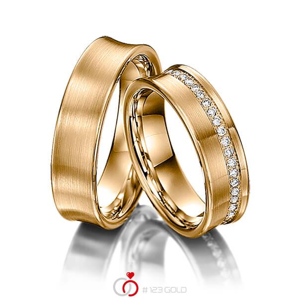 Paar klassische Memoire-Trauringe/Eheringe in Roségold 585 halbausgefasst mit zus. 0,21 ct. Brillant tw, si - NP-1041-3 Paar klassische Memoire-Trauringe/Eheringe in Roségold 585 halbausgefasst mit zus. 0,21 ct. Brillant tw, si - NP-1041-3