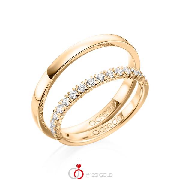 Paar klassische Memoire-Trauringe/Eheringe in Roségold 585 halbausgefasst mit zus. 0,32 ct. Brillant tw, si von acredo - A-1384-4 Paar klassische Memoire-Trauringe/Eheringe in Roségold 585 halbausgefasst mit zus. 0,32 ct. Brillant tw, si von acredo - A-1384-4