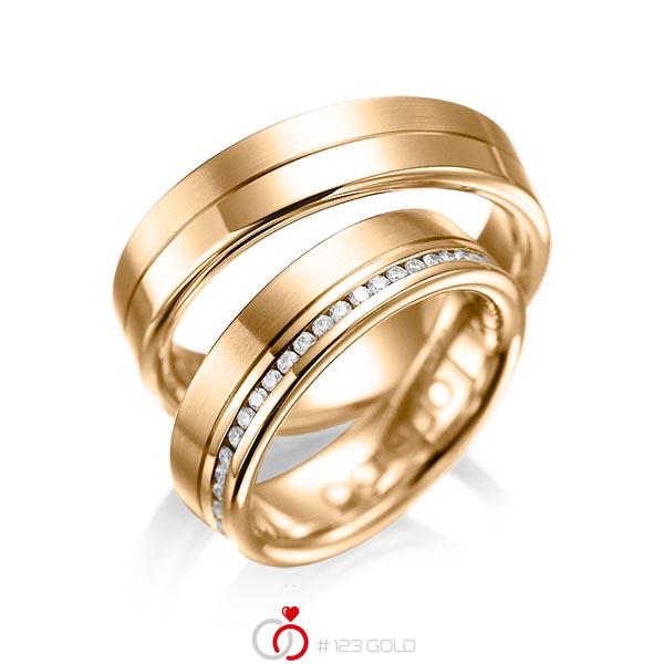 Paar klassische Memoire-Trauringe/Eheringe in Roségold 585 vollausgefasst mit zus. 0,47 ct. Brillant tw, si von acredo - A-1005-2 Paar klassische Memoire-Trauringe/Eheringe in Roségold 585 vollausgefasst mit zus. 0,47 ct. Brillant tw, si von acredo - A-1005-2