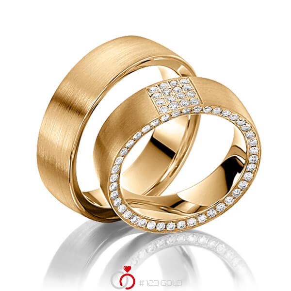Paar klassische Memoire-Trauringe/Eheringe in Roségold 585 vollausgefasst mit zus. 0,56 ct. Brillant tw, si von Steinberg - Q-1125-4 Paar klassische Memoire-Trauringe/Eheringe in Roségold 585 vollausgefasst mit zus. 0,56 ct. Brillant tw, si von Steinberg - Q-1125-4