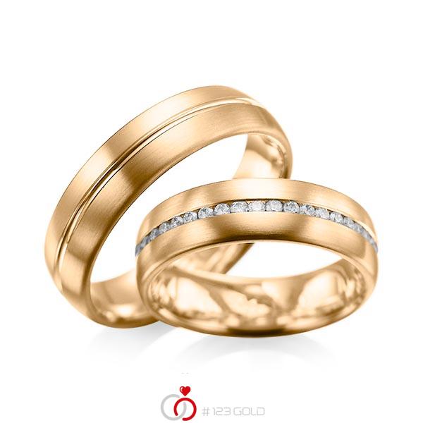 Paar klassische Memoire-Trauringe/Eheringe in Roségold 585 vollausgefasst mit zus. 0,615 ct. Brillant tw, si von acredo - A-1031-10 Paar klassische Memoire-Trauringe/Eheringe in Roségold 585 vollausgefasst mit zus. 0,615 ct. Brillant tw, si von acredo - A-1031-10