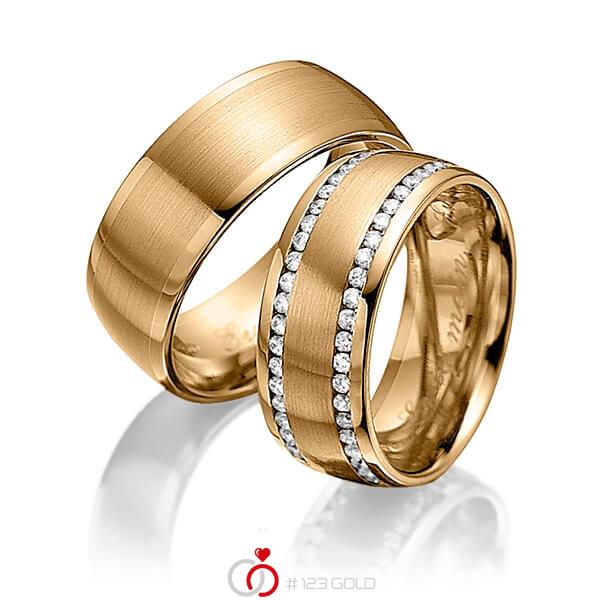 Paar klassische Memoire-Trauringe/Eheringe in Roségold 585 vollausgefasst mit zus. 0,94 ct. Brillant tw, si von Steinberg - Q-1229-2 Paar klassische Memoire-Trauringe/Eheringe in Roségold 585 vollausgefasst mit zus. 0,94 ct. Brillant tw, si von Steinberg - Q-1229-2