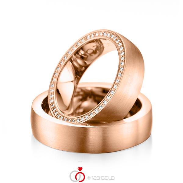 Paar klassische Memoire-Trauringe/Eheringe in Rotgold 585 vollausgefasst mit zus. 0,255 ct. Brillant tw, si von acredo - A-1072-6 Paar klassische Memoire-Trauringe/Eheringe in Rotgold 585 vollausgefasst mit zus. 0,255 ct. Brillant tw, si von acredo - A-1072-6