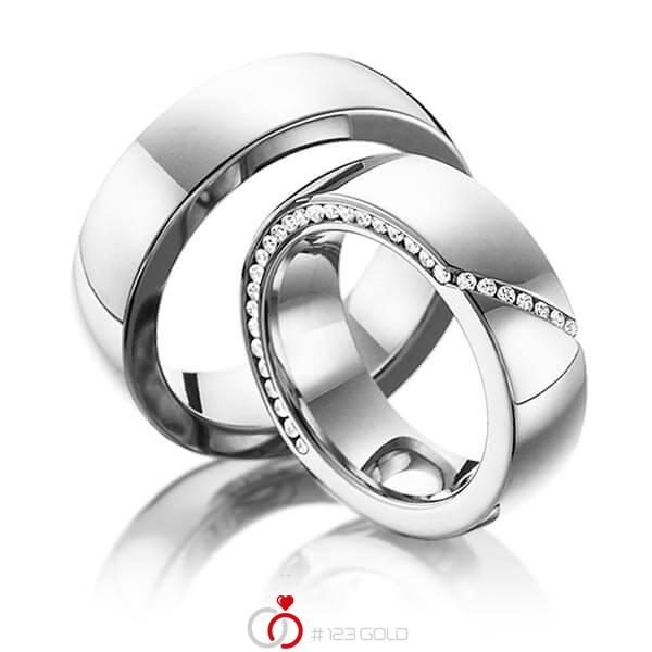 Paar klassische Memoire-Trauringe/Eheringe in Weissgold 585 halbausgefasst mit zus. 0,29 ct. Brillant tw, si von 123gold - Y-1281-4 Paar klassische Memoire-Trauringe/Eheringe in Weissgold 585 halbausgefasst mit zus. 0,29 ct. Brillant tw, si von 123gold - Y-1281-4