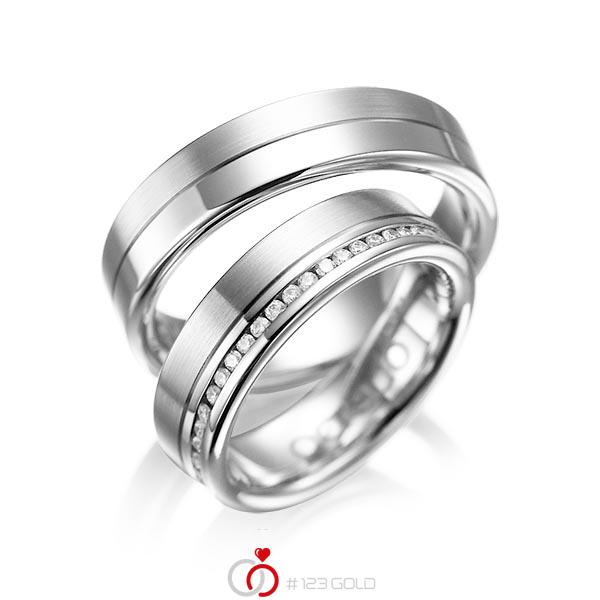 Paar klassische Memoire-Trauringe/Eheringe in Weißgold 585 vollausgefasst mit zus. 0,47 ct. Brillant tw, si von acredo - A-1005-1 Paar klassische Memoire-Trauringe/Eheringe in Weißgold 585 vollausgefasst mit zus. 0,47 ct. Brillant tw, si von acredo - A-1005-1