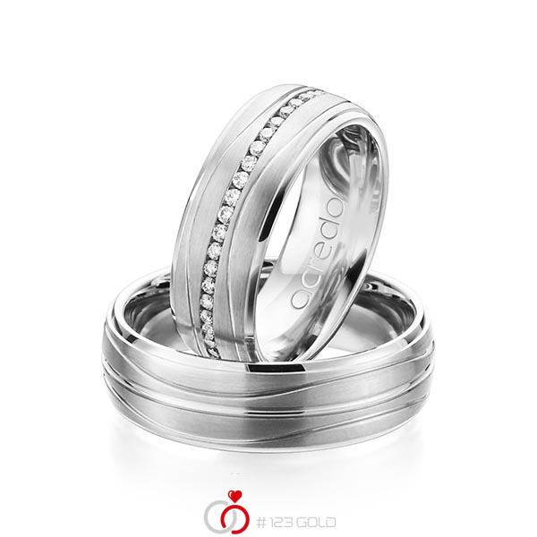 Paar klassische Memoire-Trauringe/Eheringe in Weißgold 585 vollausgefasst mit zus. 0,47 ct. Brillant tw, si von acredo - A-1159-4 Paar klassische Memoire-Trauringe/Eheringe in Weißgold 585 vollausgefasst mit zus. 0,47 ct. Brillant tw, si von acredo - A-1159-4