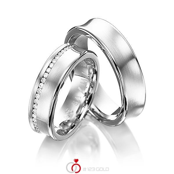 Paar klassische Memoire-Trauringe/Eheringe in Weißgold 585 vollausgefasst mit zus. 0,4 ct. Brillant tw, si von 123gold - Y-1004-4 Paar klassische Memoire-Trauringe/Eheringe in Weißgold 585 vollausgefasst mit zus. 0,4 ct. Brillant tw, si von 123gold - Y-1004-4