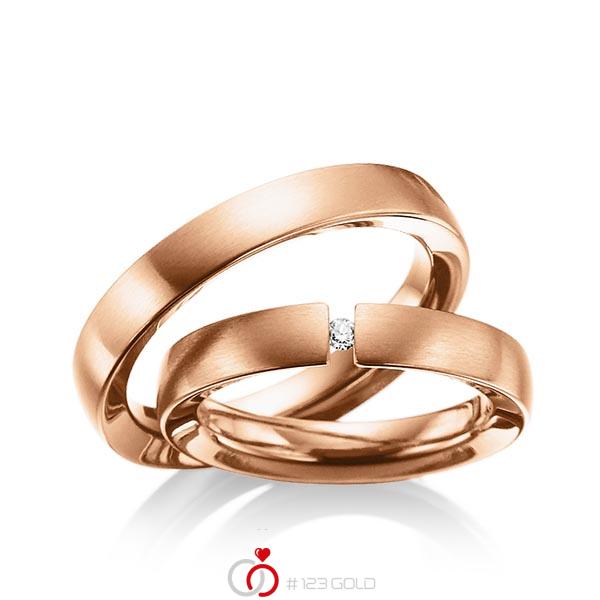 Paar klassische Trauringe/Eheringe in aussen Edelstahl mit PVD-Beschichtung Rotgold , innen Edelstahl mit PVD-Beschichtung Rotgold mit zus. 0,03 ct. Brillant tw, si von 123gold - E-2034-2 Paar klassische Trauringe/Eheringe in aussen Edelstahl mit PVD-Beschichtung Rotgold , innen Edelstahl mit PVD-Beschichtung Rotgold mit zus. 0,03 ct. Brillant tw, si von 123gold - E-2034-2