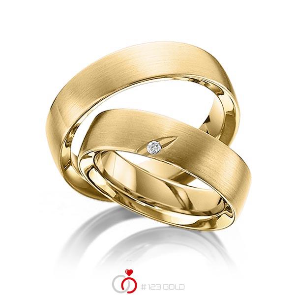 Paar klassische Trauringe/Eheringe in aussen Gelbgold 585 , innen Gelbgold 585 mit zus. 0,025 ct. Brillant tw, si von 123gold - Y-1294-5 Paar klassische Trauringe/Eheringe in aussen Gelbgold 585 , innen Gelbgold 585 mit zus. 0,025 ct. Brillant tw, si von 123gold - Y-1294-5