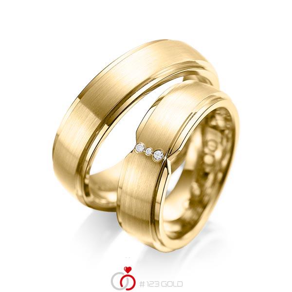Paar klassische Trauringe/Eheringe in aussen Gelbgold 585 , innen Gelbgold 585 mit zus. 0,025 ct. Brillant tw, si von acredo - A-1063-8 Paar klassische Trauringe/Eheringe in aussen Gelbgold 585 , innen Gelbgold 585 mit zus. 0,025 ct. Brillant tw, si von acredo - A-1063-8