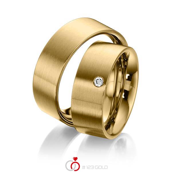 Paar klassische Trauringe/Eheringe in aussen Gelbgold 585 , innen Gelbgold 585 mit zus. 0,05 ct. Brillant tw, si von 123gold - Y-1289-6 Paar klassische Trauringe/Eheringe in aussen Gelbgold 585 , innen Gelbgold 585 mit zus. 0,05 ct. Brillant tw, si von 123gold - Y-1289-6