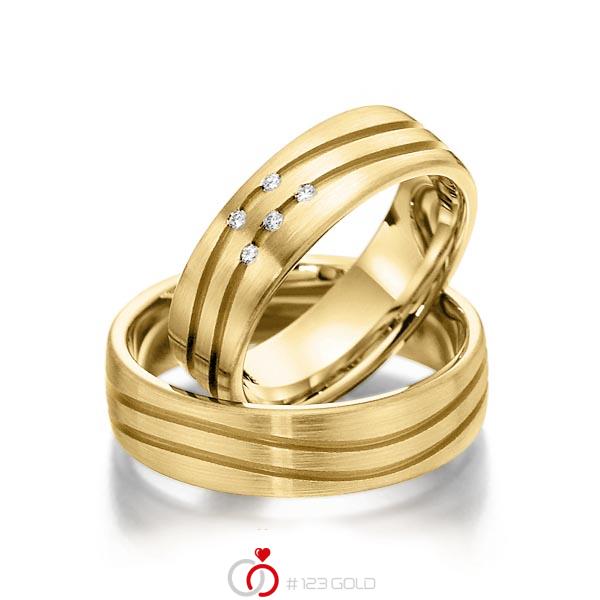 Paar klassische Trauringe/Eheringe in außen Gelbgold 585 , innen Gelbgold 585 mit zus. 0,05 ct. Brillant tw, si von Steinberg - T-1066-4 Paar klassische Trauringe/Eheringe in außen Gelbgold 585 , innen Gelbgold 585 mit zus. 0,05 ct. Brillant tw, si von Steinberg - T-1066-4