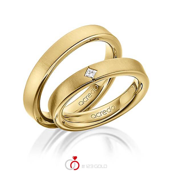 Paar klassische Trauringe/Eheringe in außen Gelbgold 585 , innen Gelbgold 585 mit zus. 0,05 ct. Prinzess-Diamant tw, si von acredo - A-1468-6 Paar klassische Trauringe/Eheringe in außen Gelbgold 585 , innen Gelbgold 585 mit zus. 0,05 ct. Prinzess-Diamant tw, si von acredo - A-1468-6