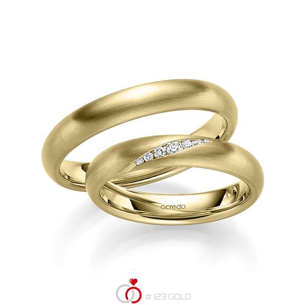 Paar klassische Trauringe/Eheringe in aussen Gelbgold 585 , innen Gelbgold 585 mit zus. 0,081 ct. Brillant tw, si von acredo - A-1953-6 Paar klassische Trauringe/Eheringe in aussen Gelbgold 585 , innen Gelbgold 585 mit zus. 0,081 ct. Brillant tw, si von acredo - A-1953-6