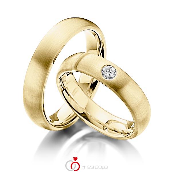 Paar klassische Trauringe/Eheringe in außen Gelbgold 585 , innen Gelbgold 585 mit zus. 0,17 ct. Brillant tw, si von Steinberg - Q-1218-8 Paar klassische Trauringe/Eheringe in außen Gelbgold 585 , innen Gelbgold 585 mit zus. 0,17 ct. Brillant tw, si von Steinberg - Q-1218-8