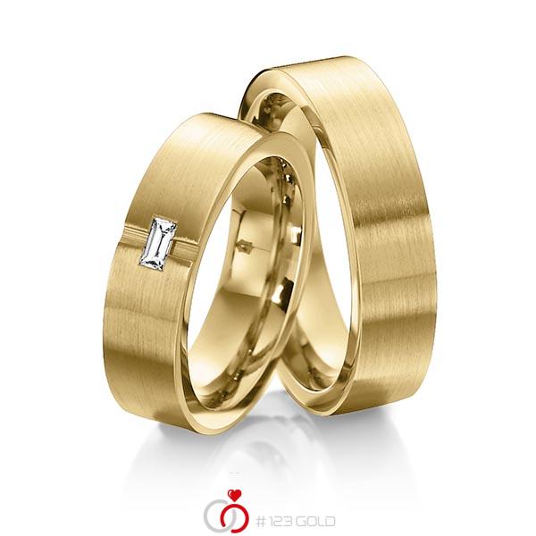 Paar klassische Trauringe/Eheringe in aussen Gelbgold 585 , innen Gelbgold 585 mit zus. 0,1 ct. Baguette-Diamant tw, vs von 123gold - Y-1306-6 Paar klassische Trauringe/Eheringe in aussen Gelbgold 585 , innen Gelbgold 585 mit zus. 0,1 ct. Baguette-Diamant tw, vs von 123gold - Y-1306-6