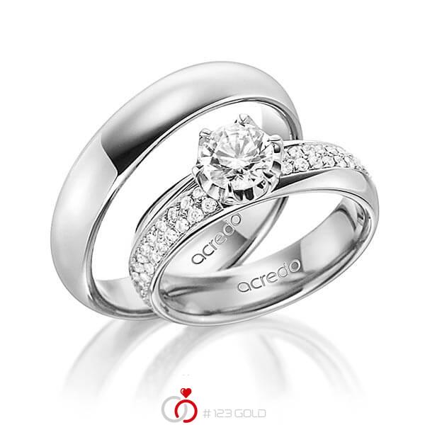Paar klassische Trauringe/Eheringe in aussen Graugold 585 , innen Graugold 585 mit 0,7 ct. + zus. 0,672 ct. Brillant tw, si tw, vs von acredo - A-1499-8 Paar klassische Trauringe/Eheringe in aussen Graugold 585 , innen Graugold 585 mit 0,7 ct. + zus. 0,672 ct. Brillant tw, si tw, vs von acredo - A-1499-8