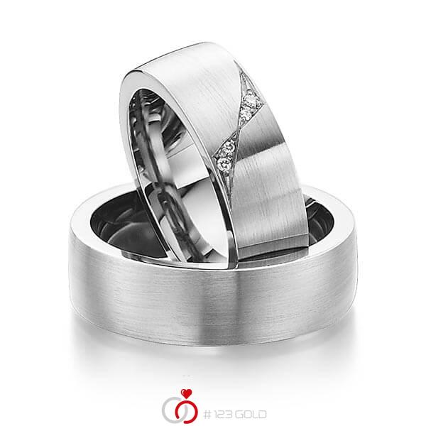 Paar klassische Trauringe/Eheringe in aussen Graugold 585 , innen Graugold 585 mit zus. 0,05 ct. Brillant tw, si von 123gold - Y-1303-6 Paar klassische Trauringe/Eheringe in aussen Graugold 585 , innen Graugold 585 mit zus. 0,05 ct. Brillant tw, si von 123gold - Y-1303-6
