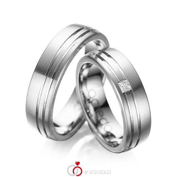 Paar klassische Trauringe/Eheringe in außen Graugold 585 , innen Graugold 585 mit zus. 0,05 ct. Prinzess-Diamant tw, si von acredo - A-1040-2 Paar klassische Trauringe/Eheringe in außen Graugold 585 , innen Graugold 585 mit zus. 0,05 ct. Prinzess-Diamant tw, si von acredo - A-1040-2
