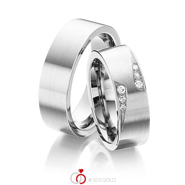Paar klassische Trauringe/Eheringe in aussen Graugold 585 , innen Graugold 585 mit zus. 0,1 ct. Brillant tw, si von 123gold - Y-1305-5 Paar klassische Trauringe/Eheringe in aussen Graugold 585 , innen Graugold 585 mit zus. 0,1 ct. Brillant tw, si von 123gold - Y-1305-5