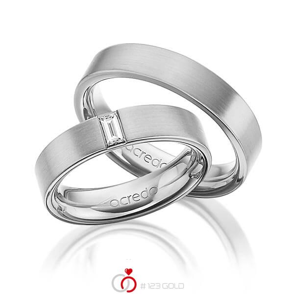 Paar klassische Trauringe/Eheringe in außen Graugold 585 , innen Graugold 585 mit zus. 0,2 ct. Baguette-Diamant tw, vs von acredo - A-1470-4 Paar klassische Trauringe/Eheringe in außen Graugold 585 , innen Graugold 585 mit zus. 0,2 ct. Baguette-Diamant tw, vs von acredo - A-1470-4