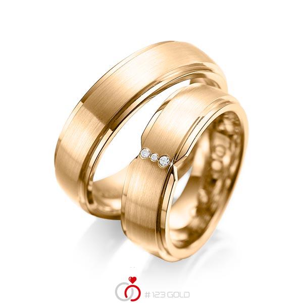 Paar klassische Trauringe/Eheringe in aussen Roségold 585 , innen Roségold 585 mit zus. 0,025 ct. Brillant tw, si von acredo - A-1063-9 Paar klassische Trauringe/Eheringe in aussen Roségold 585 , innen Roségold 585 mit zus. 0,025 ct. Brillant tw, si von acredo - A-1063-9