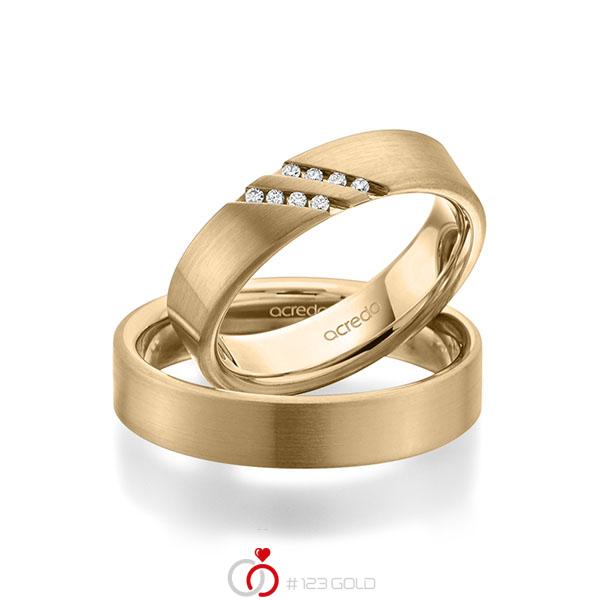 Paar klassische Trauringe/Eheringe in aussen Roségold 585 , innen Roségold 585 mit zus. 0,064 ct. Brillant tw, si von acredo - A-1946-5 Paar klassische Trauringe/Eheringe in aussen Roségold 585 , innen Roségold 585 mit zus. 0,064 ct. Brillant tw, si von acredo - A-1946-5