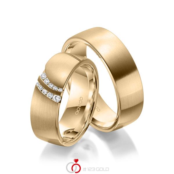Paar klassische Trauringe/Eheringe in aussen Roségold 585 , innen Roségold 585 mit zus. 0,116 ct. Brillant tw, si von acredo - A-1967-5 Paar klassische Trauringe/Eheringe in aussen Roségold 585 , innen Roségold 585 mit zus. 0,116 ct. Brillant tw, si von acredo - A-1967-5