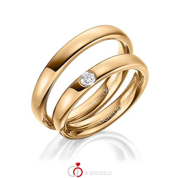 Paar klassische Trauringe/Eheringe in außen Roségold 585 , innen Roségold 585 mit zus. 0,12 ct. Brillant tw, si von acredo - A-1466-4 Paar klassische Trauringe/Eheringe in außen Roségold 585 , innen Roségold 585 mit zus. 0,12 ct. Brillant tw, si von acredo - A-1466-4