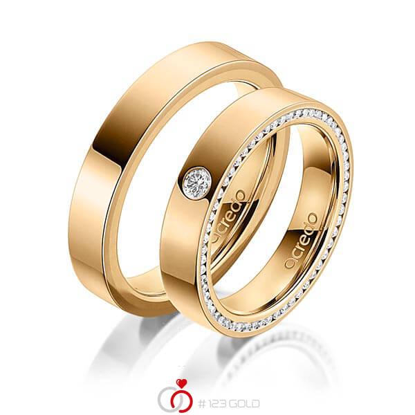 Paar klassische Trauringe/Eheringe in aussen Roségold 585 , innen Roségold 585 mit zus. 0,395 ct. Brillant tw, si von acredo - A-1541-7 Paar klassische Trauringe/Eheringe in aussen Roségold 585 , innen Roségold 585 mit zus. 0,395 ct. Brillant tw, si von acredo - A-1541-7