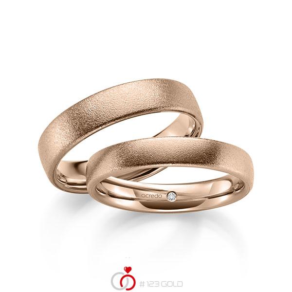 Paar klassische Trauringe/Eheringe in aussen Rotgold 585 , innen Rotgold 585 mit zus. 0,01 ct. Brillant tw, si von acredo - A-2185-8 Paar klassische Trauringe/Eheringe in aussen Rotgold 585 , innen Rotgold 585 mit zus. 0,01 ct. Brillant tw, si von acredo - A-2185-8