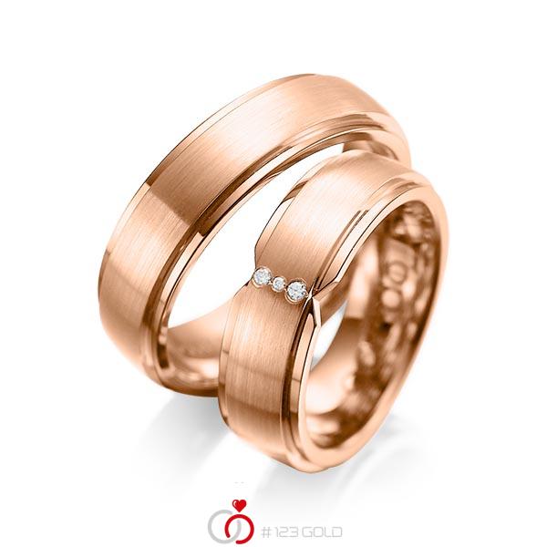 Paar klassische Trauringe/Eheringe in außen Rotgold 585 , innen Rotgold 585 mit zus. 0,025 ct. Brillant tw, si von acredo - A-1063-10 Paar klassische Trauringe/Eheringe in außen Rotgold 585 , innen Rotgold 585 mit zus. 0,025 ct. Brillant tw, si von acredo - A-1063-10