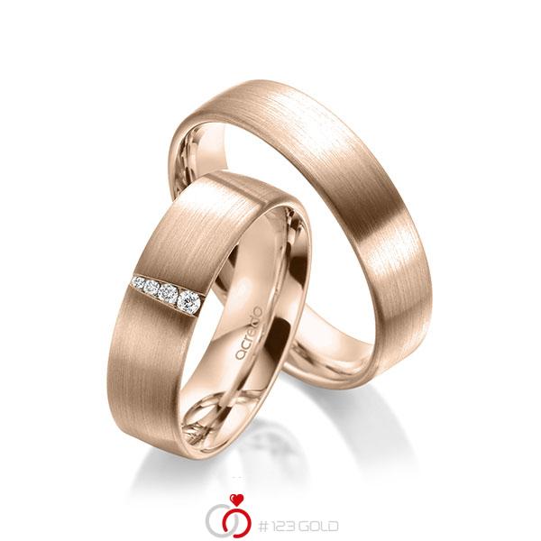 Paar klassische Trauringe/Eheringe in aussen Rotgold 585 , innen Rotgold 585 mit zus. 0,048 ct. Brillant tw, si von acredo - A-1950-7 Paar klassische Trauringe/Eheringe in aussen Rotgold 585 , innen Rotgold 585 mit zus. 0,048 ct. Brillant tw, si von acredo - A-1950-7