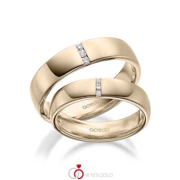 Paar klassische Trauringe/Eheringe in aussen Signature Gold 585 , innen Signature Gold 585 mit zus. 0,09 ct. Brillant tw, si von acredo - A-1940-23 Paar klassische Trauringe/Eheringe in aussen Signature Gold 585 , innen Signature Gold 585 mit zus. 0,09 ct. Brillant tw, si von acredo - A-1940-23