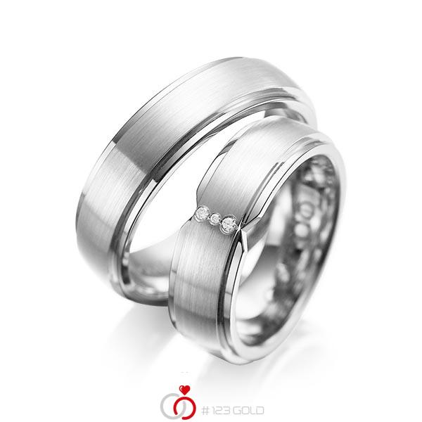 Paar klassische Trauringe/Eheringe in außen Weißgold 585 , innen Weißgold 585 mit zus. 0,025 ct. Brillant tw, si von acredo - A-1063-7 Paar klassische Trauringe/Eheringe in außen Weißgold 585 , innen Weißgold 585 mit zus. 0,025 ct. Brillant tw, si von acredo - A-1063-7