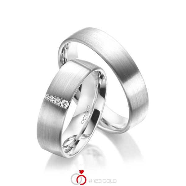 Paar klassische Trauringe/Eheringe in aussen Weissgold 585 , innen Weissgold 585 mit zus. 0,048 ct. Brillant tw, si von acredo - A-1950-8 Paar klassische Trauringe/Eheringe in aussen Weissgold 585 , innen Weissgold 585 mit zus. 0,048 ct. Brillant tw, si von acredo - A-1950-8