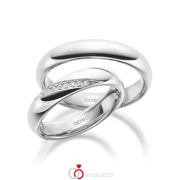 Paar klassische Trauringe/Eheringe in aussen Weissgold 585 , innen Weissgold 585 mit zus. 0,056 ct. Brillant tw, si von acredo - A-1952-8 Paar klassische Trauringe/Eheringe in aussen Weissgold 585 , innen Weissgold 585 mit zus. 0,056 ct. Brillant tw, si von acredo - A-1952-8