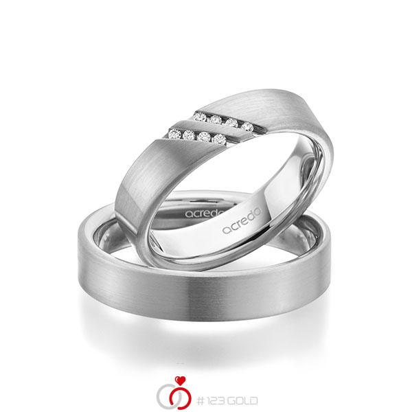 Paar klassische Trauringe/Eheringe in aussen Weissgold 585 , innen Weissgold 585 mit zus. 0,064 ct. Brillant tw, si von acredo - A-1946-11 Paar klassische Trauringe/Eheringe in aussen Weissgold 585 , innen Weissgold 585 mit zus. 0,064 ct. Brillant tw, si von acredo - A-1946-11