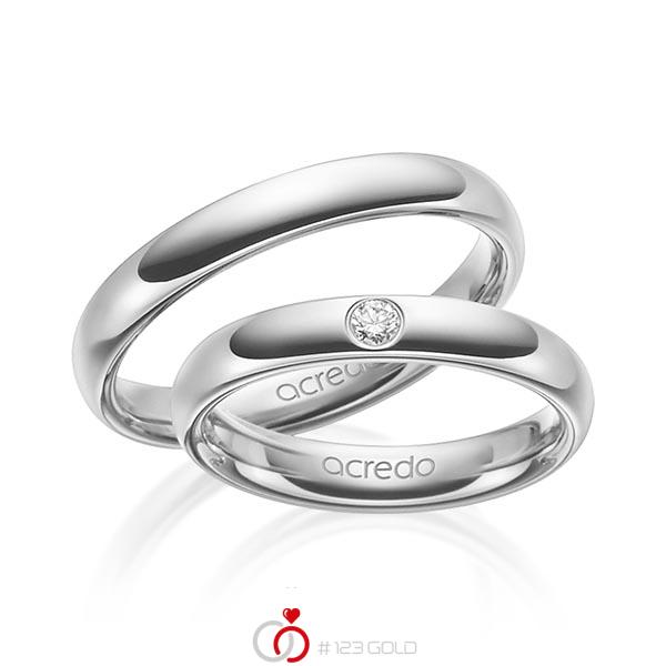 Paar klassische Trauringe/Eheringe in außen Weißgold 585 , innen Weißgold 585 mit zus. 0,06 ct. Brillant tw, si von acredo - A-1465-8 Paar klassische Trauringe/Eheringe in außen Weißgold 585 , innen Weißgold 585 mit zus. 0,06 ct. Brillant tw, si von acredo - A-1465-8