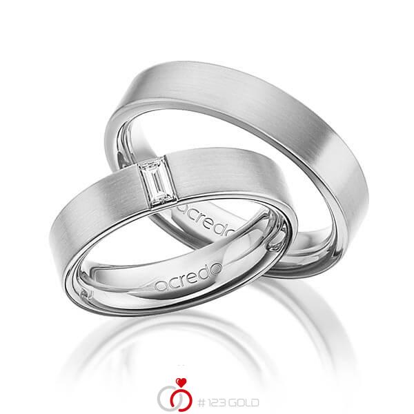 Paar klassische Trauringe/Eheringe in außen Weißgold 585 , innen Weißgold 585 mit zus. 0,2 ct. Baguette-Diamant tw, vs von acredo - A-1470-8 Paar klassische Trauringe/Eheringe in außen Weißgold 585 , innen Weißgold 585 mit zus. 0,2 ct. Baguette-Diamant tw, vs von acredo - A-1470-8