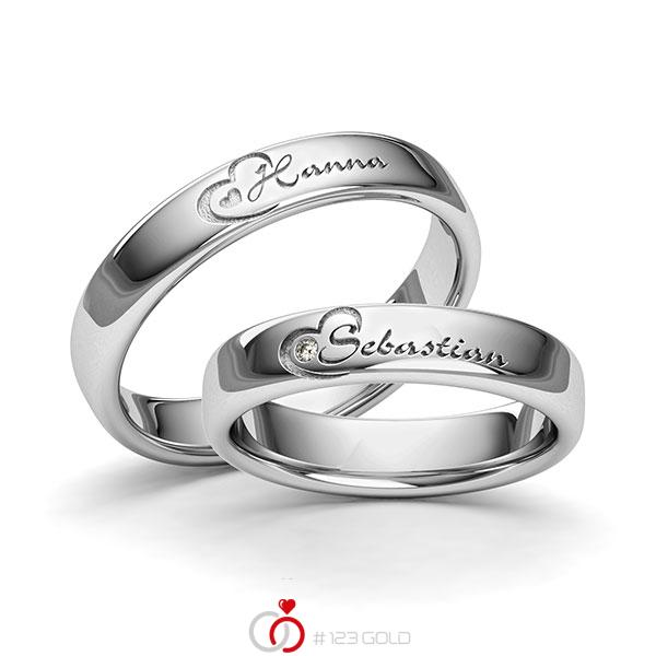 Paar klassische Trauringe/Eheringe in Edelstahl Herz mit zus. 0,01 ct. Brillant tw, si von 123gold - Y-1413-1 Paar klassische Trauringe/Eheringe in Edelstahl Herz mit zus. 0,01 ct. Brillant tw, si von 123gold - Y-1413-1
