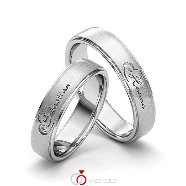 Paar klassische Trauringe/Eheringe in Edelstahl Herz mit zus. 0,01 ct. Brillant tw, si von 123gold - Y-1415-2 Paar klassische Trauringe/Eheringe in Edelstahl Herz mit zus. 0,01 ct. Brillant tw, si von 123gold - Y-1415-2