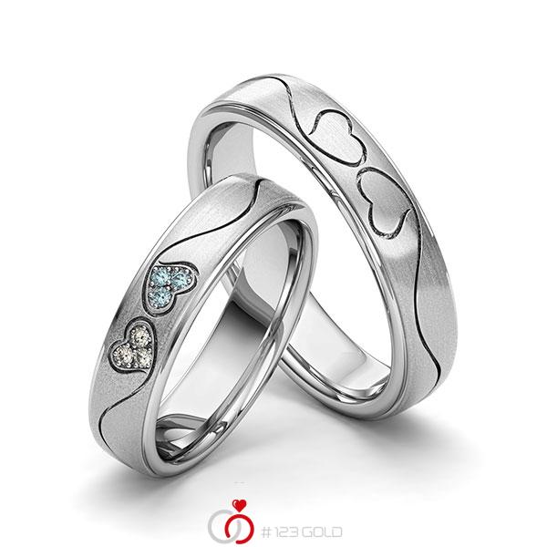 Paar klassische Trauringe/Eheringe in Edelstahl Herz mit zus. 0,06 ct. Brillant iceblue tw, si von 123gold - Y-1414-1 Paar klassische Trauringe/Eheringe in Edelstahl Herz mit zus. 0,06 ct. Brillant iceblue tw, si von 123gold - Y-1414-1