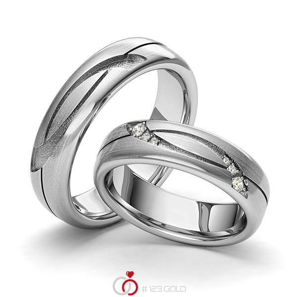 Paar klassische Trauringe/Eheringe in Edelstahl Laser Struktur mit zus. 0,09 ct. Brillant tw, si von 123gold - Y-1396-1 Paar klassische Trauringe/Eheringe in Edelstahl Laser Struktur mit zus. 0,09 ct. Brillant tw, si von 123gold - Y-1396-1