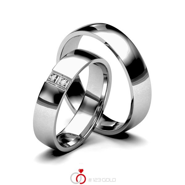 Paar klassische Trauringe/Eheringe in Edelstahl mit zus. 0,016 ct. Brillant tw, si von 123gold - E-1135-1 Paar klassische Trauringe/Eheringe in Edelstahl mit zus. 0,016 ct. Brillant tw, si von 123gold - E-1135-1